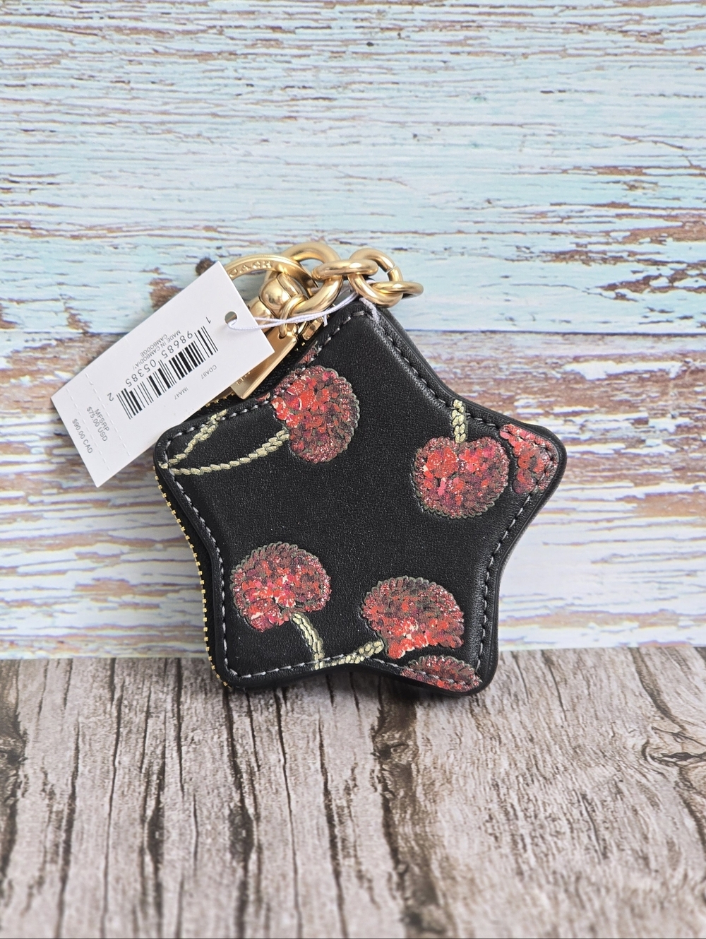 *NWT* COACH Star Bag Charm Pouch With Cherry Print - Picture 3 of 9